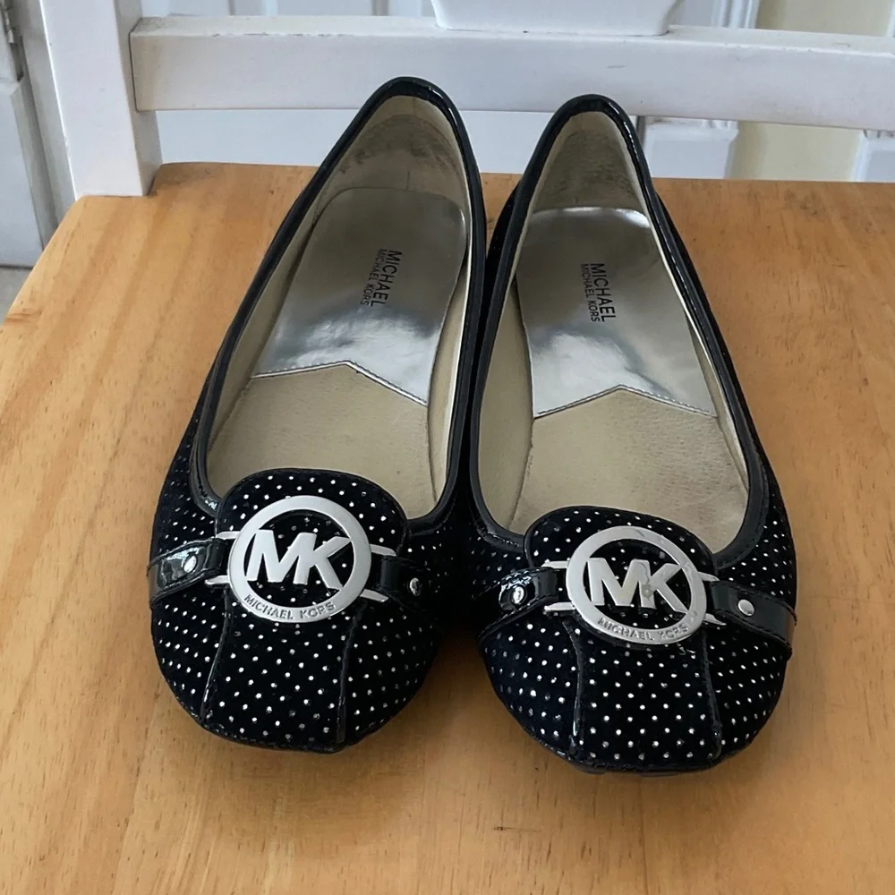 Michael Kors Black Polka Dot Women's Flats - Picture 1 of 7